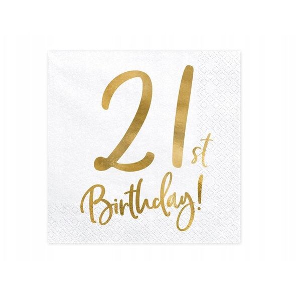 Servietter 21th birthday, guld