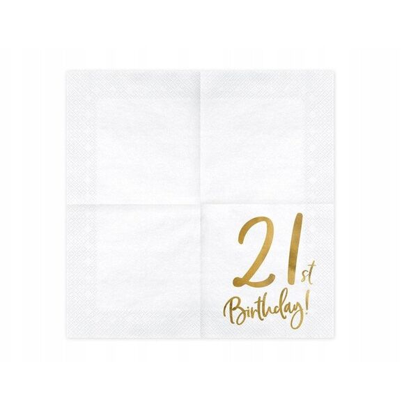 Servietter 21th birthday, guld