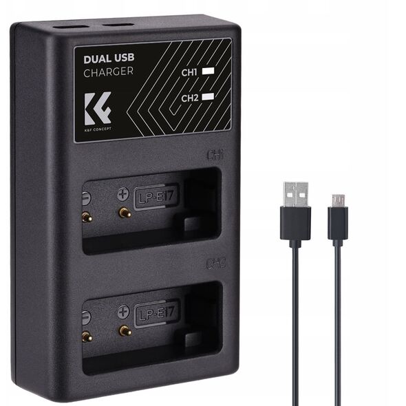 Διπλός Φορτιστής Usb Για Lp-e17 Lpe17 Canon Eos Rp M3 M5 M6 77d 800d 8000d / Kf28.0008