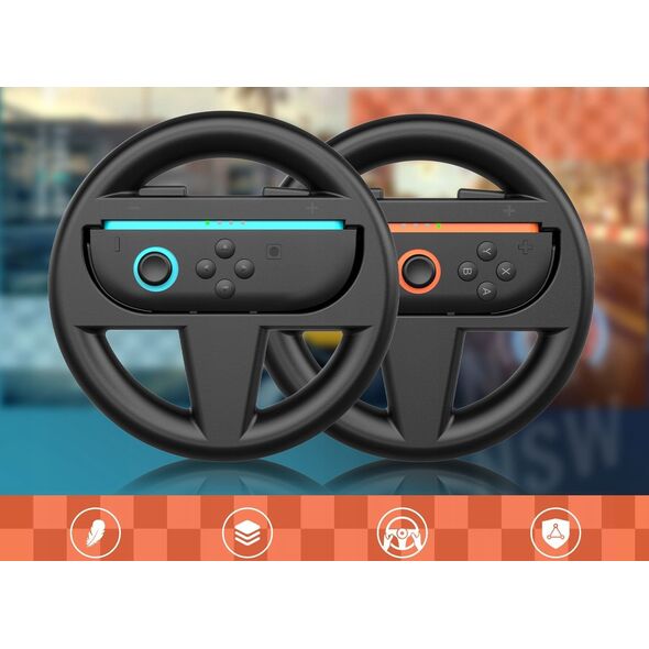 2x Τιμόνι Λαβή Για Joy-con Για Nintendo Switch 2 Nsw2 Για Mario Kart / 2x Μαύρο / JYS-ns226