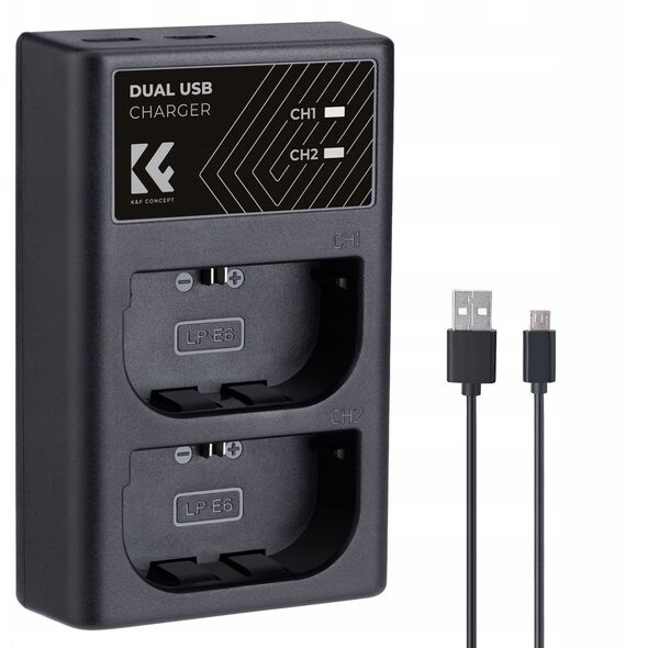 Διπλός Φορτιστής Usb Για Lp-e6 N Nh Canon Eos R5 R6 R 5d 90d 6d 7d 80d K&f / Kf28.0007