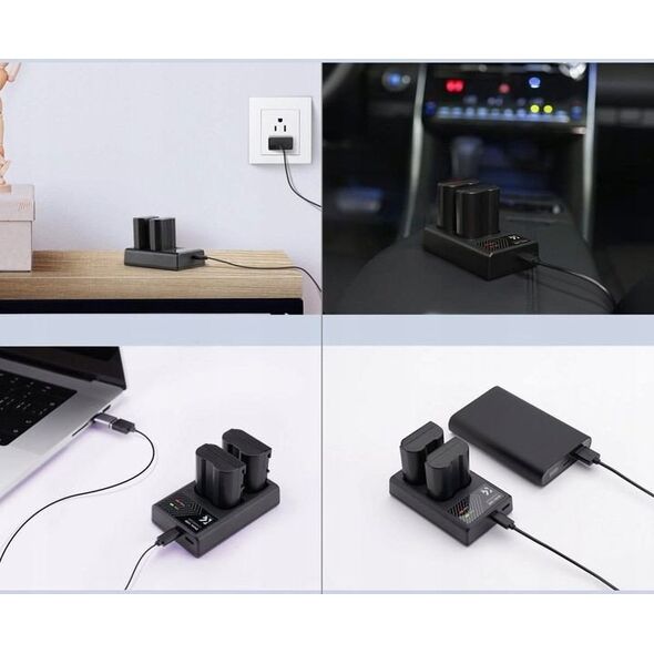 Διπλός Φορτιστής Usb Για Lp-e6 N Nh Canon Eos R5 R6 R 5d 90d 6d 7d 80d K&f / Kf28.0007