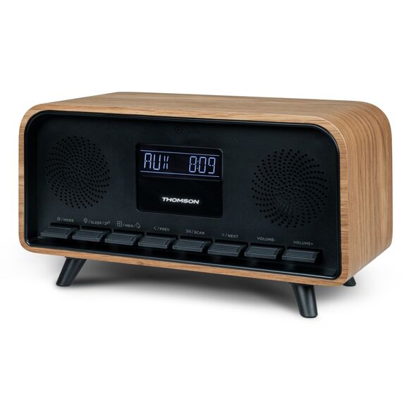 Thomson Głośnik drewniany bezprzewodowy COSY Bluetooth Radio FM Alarm LCD 30W