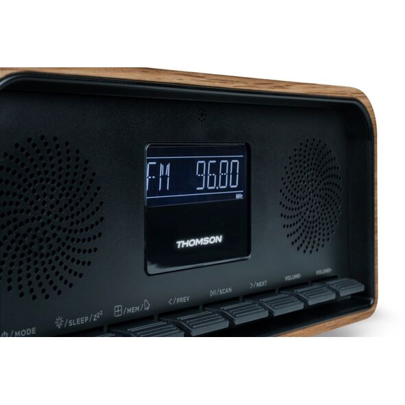 Thomson Głośnik drewniany bezprzewodowy COSY Bluetooth Radio FM Alarm LCD 30W