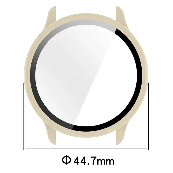 Etui ze szkłem do zegarka Bizon Case+Glass Watch do Garmin Vivoactive 6 beżowe