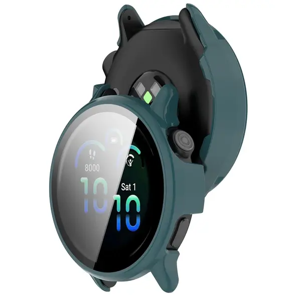 Etui ze szkłem do zegarka Bizon Case+Glass Watch do Garmin Vivoactive 6 zielone