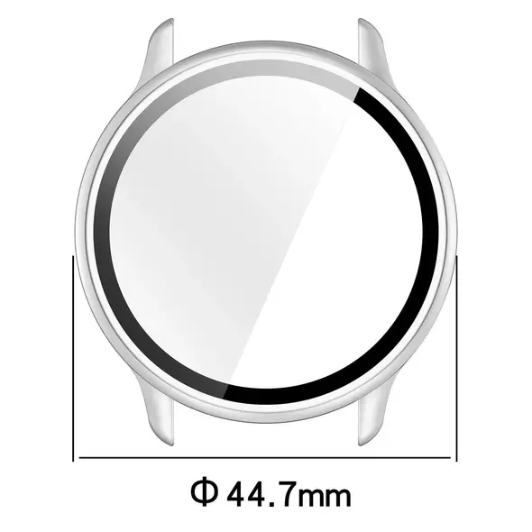 Etui ze szkłem do zegarka Bizon Case+Glass Watch do Garmin Vivoactive 6 satynowo srebrne