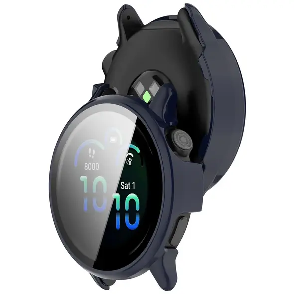 Etui ze szkłem do zegarka Bizon Case+Glass Watch do Garmin Vivoactive 6 niebieskie