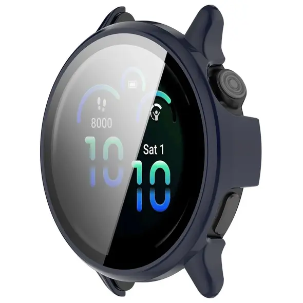 Etui ze szkłem do zegarka Bizon Case+Glass Watch do Garmin Vivoactive 6 niebieskie