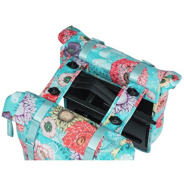 Τσάντα για σχάρα BASIL BLOOM FIELD DOUBLE PANNIER BAG MIK 28-35L, MIK System (έτοιμο για χρήση) γαλάζιο (ΝΕΟ)