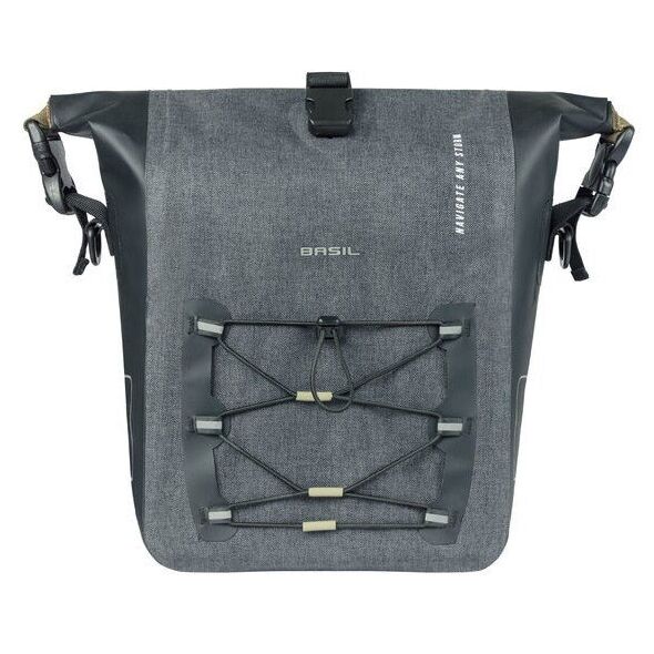 Μονή τσάντα BASIL NAVIGATOR STORM SINGLE PANNIER BAG MIK SIDE M 12-15 L, MIK System (έτοιμο για χρήση) αδιάβροχη γκρι μαύρο (ΝΕΟ)