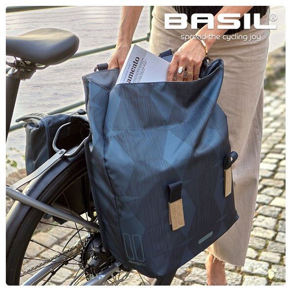 Διπλή τσάντα για σχάρα BASIL ELEGANCE DOUBLE PANNIER BAG 40-49 Universal Bridge System, αδιάβροχη chateau taupe (NEW)