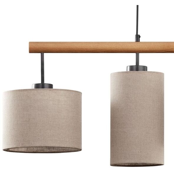 Φωτιστικό κρεμαστό Tk Lighting Deva 6108 με 4x15W E27 μπεζ/ξύλινο