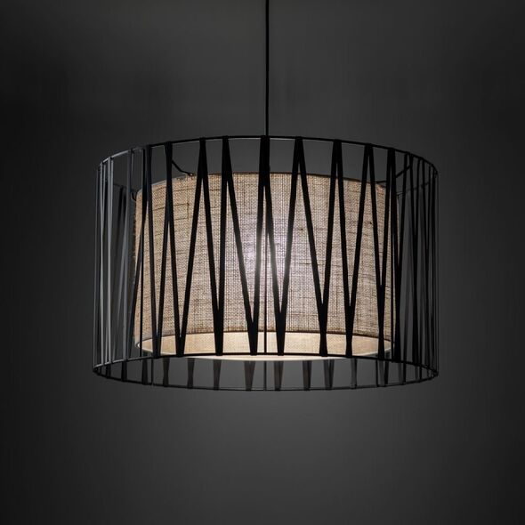 Φωτιστικό κρεμαστό TK Lighting Harmony 4557 3x15W E27 μαύρο/γιούτα