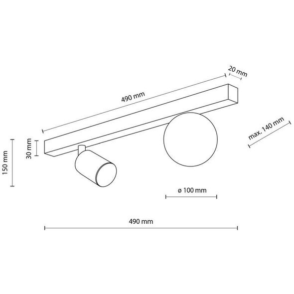 Φωτιστικό οροφής TKKRYWULT Vox 10000 1x10W GU10 1x6W G9 μαύρο/λευκό