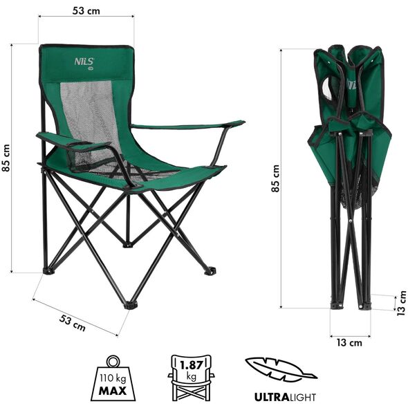 NC3302 KRZESŁO TURYSTYCZNE ZIELONO-CZARNY NILS CAMP