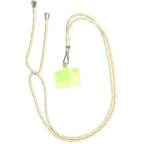 Λουράκι τηλεφώνου, Κρεμαστό τηλεφώνου - SWING (6mm) με ρύθμιση μήκους / μήκος σχοινιού 165cm (μέγιστο 82,5cm σε βρόχο) / για τον ώμο ή τον λαιμό - γκρι-κίτρινο