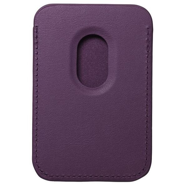 Μαγνητικό πορτοφόλι για κάρτες LEATHER MAG WALLET συμβατό με MagSafe σκούρο μοβ