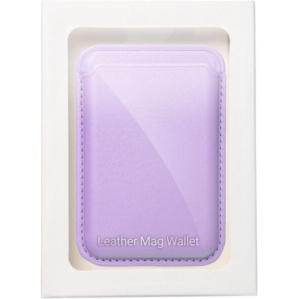 Μαγνητικό πορτοφόλι για κάρτες LEATHER MAG WALLET συμβατό με MagSafe λιλά