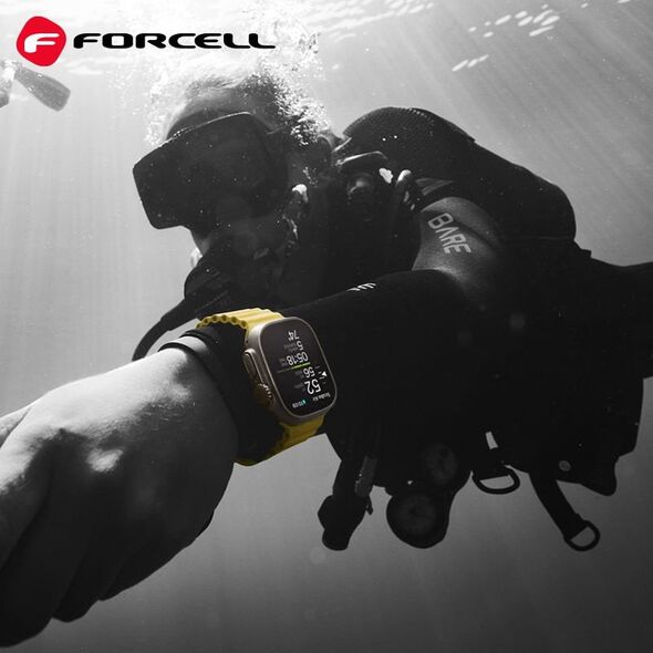 Λουράκι για Apple Watch FORCELL F-Design FA12 τρύπες σιλικόνης 42 / 44 / 45 / 49 mm κίτρινο
