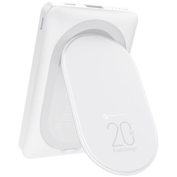 Φορητός φορτιστής συμβατός με MagSafe FORCELL F-Energy MagStand F10K2 QC3.0 PD 5A 20W 10000 mAh λευκός