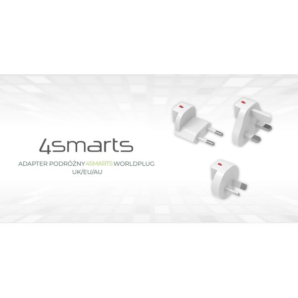 Προσαρμογέας ταξιδιού 4smarts Worldplug για GaN Flex, Hybrid Charger 6in1, FlatPlug Slim (UK, EU, AU) 3 τεμάχια λευκό
