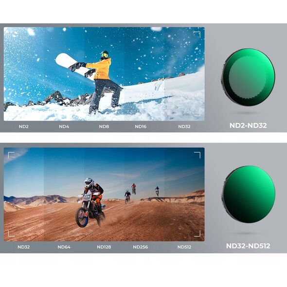 Zestaw 2x Filtr Szary Regulowany Nd2-32 + Nd32-512 Dji Osmo Action 3 4 5 Pro / Sku.2359
