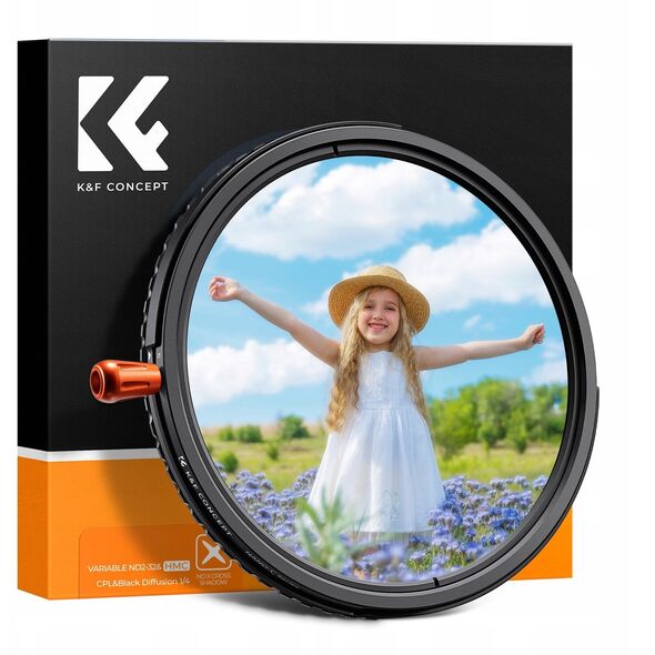 Filtr Hybrydowy 3w1 K&f 72 Mm 72mm Fader Nd2-32 + Cpl + Black Diffusion 1/4 / Kf01.2068