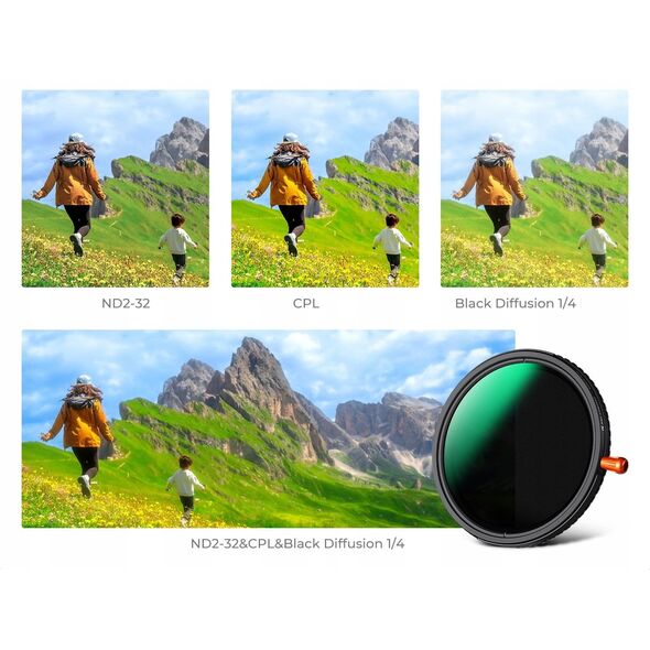 Filtr Hybrydowy 3w1 K&f 43 Mm 43mm Fader Nd2-32 + Cpl + Black Diffusion 1/4 / Kf01.2060