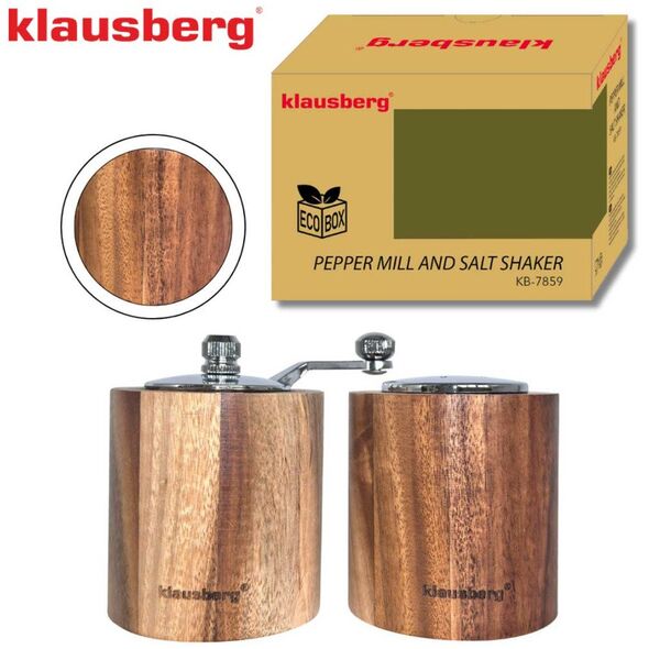 AKACJOWY MŁYNEK DO PIEPRZU + SOLNICZKA KLAUSBERG KB-7859