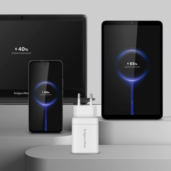 Ładowarka Kruger&Matz Ładowarka sieciowa Kruger&amp|Matz 45 W GaN z funkcją Power Delivery i Quick Charge