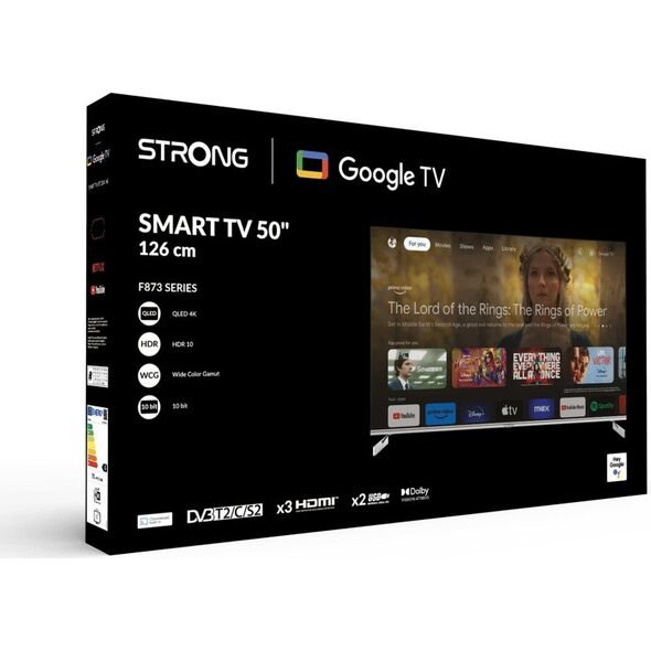 Τηλεόραση Strong Strong SRT 50UF8733 127 cm (50") 4K Ultra HD Smart TV Wi-Fi Μεταλλικό, Ασημί 350 cd/m