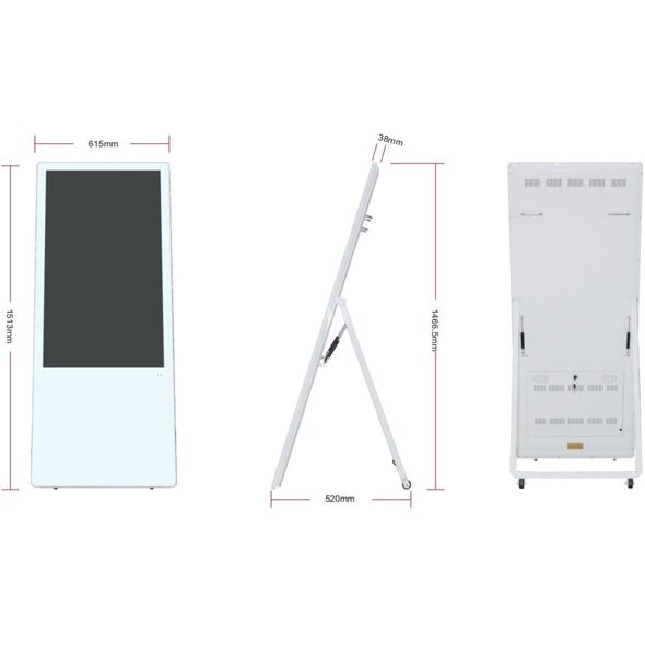 Allnet Standdisplay 43 ίντσες με ροδάκια. 700 Nits. HDMI. Χρώμα λευκό