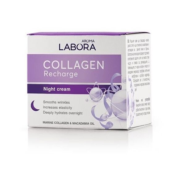 Naktinis kremas su jūriniu kolagenu ir makadamijos aliejumi Aroma Labora Collagen Recharge, 50 ml