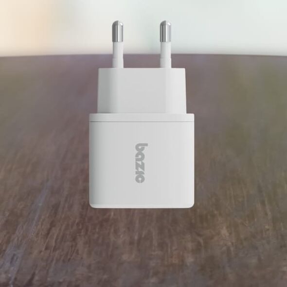 Φορτιστής τοίχου Bazic Goport Velox Kit 1xUSB-C 1xUSB-A GaN 35W με πλεκτό καλώδιο λευκό