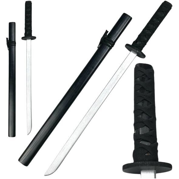 Drewniana Katana Miecz Do Zabawy Treningu Rekwizyt Czarny 70cm