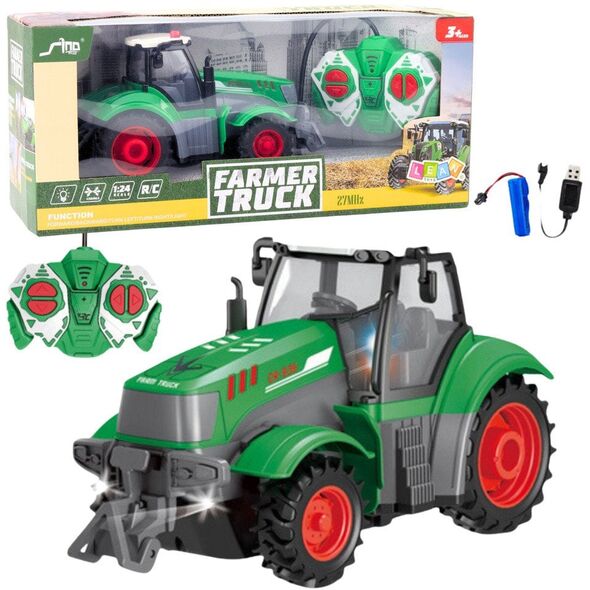 Ciągnik Traktor Rolniczy Zdalnie Sterowany RC Zielony 1:24