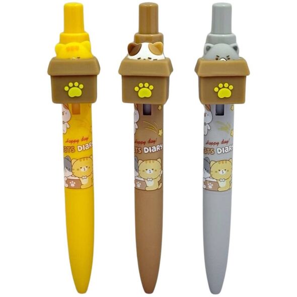 Długopis Żelowy Z Kotem W Pudełku Niebieski Tusz 0.5mm