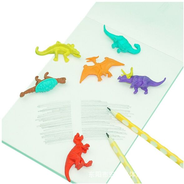Zestaw Gumek Do Ścierania Zmazywania Szkolne Dinozaury 6szt