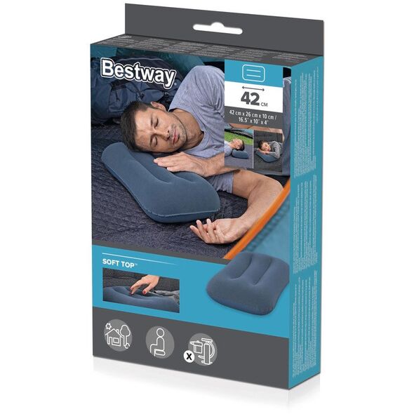 Dmuchana Poduszka Welurowa Niebieska 42 cm Bestway 67121