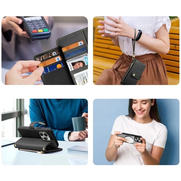 Etui do iPhone 15 Pro Dux Ducis Lawa Wallet Skórzane Mag Czarny