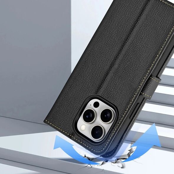 Etui do iPhone 15 Pro Max Dux Ducis Lawa Wallet Mag Skórzane Czarny
