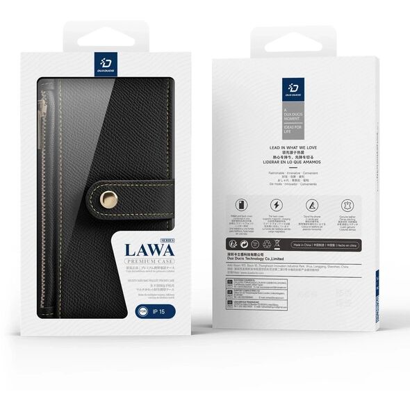 Etui do iPhone 15 Dux Ducis Lawa Skórzane Portfel MagSafe Czarne