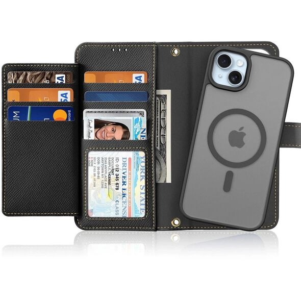 Etui do iPhone 15 Dux Ducis Lawa Skórzane Portfel MagSafe Czarne