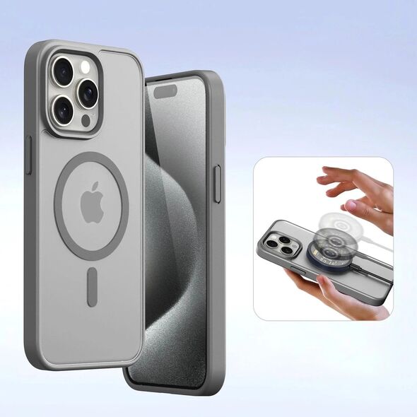 Etui do iPhone 15 Pro Dux Ducis Lawa Wallet Mag Skórzane Szare