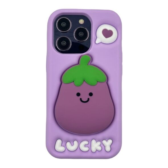 ETUI CASE 3D BAKŁAŻAN Z UCHWYTEM IPHONE 15 PRO standard
