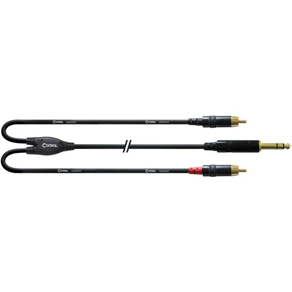 Cordial signal cable, 6.3 mm to 2 x RCA, 3 m