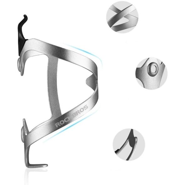 Uchwyt aluminiowy Rockbros 2017-11AS na bidon rowerowy - biały