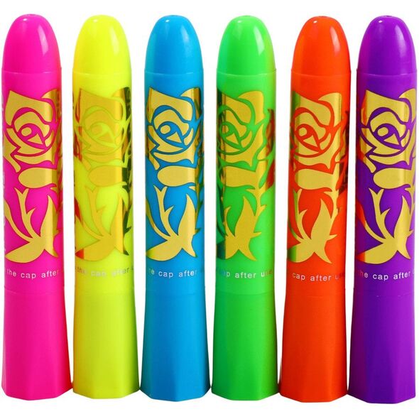 Zestaw Do Malowania Twarzy Pisaki Kredki Neonowe UV Fluorescencyjne 6szt LEAN