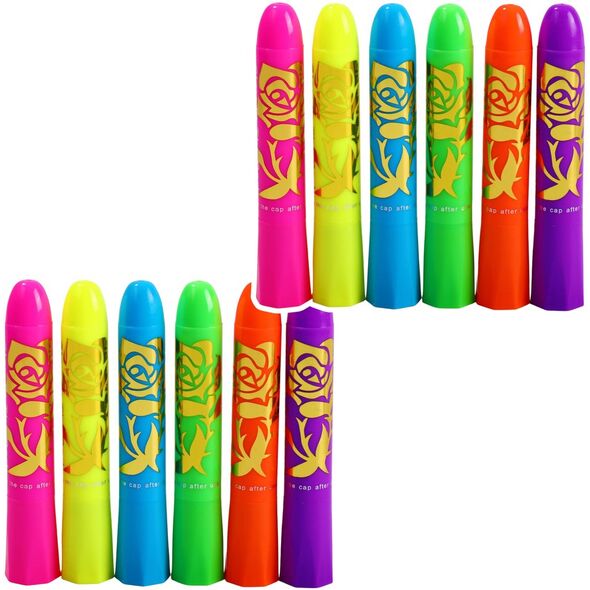 Zestaw Do Malowania Twarzy Pisaki Kredki Neonowe UV Fluorescencyjne 12szt LEAN